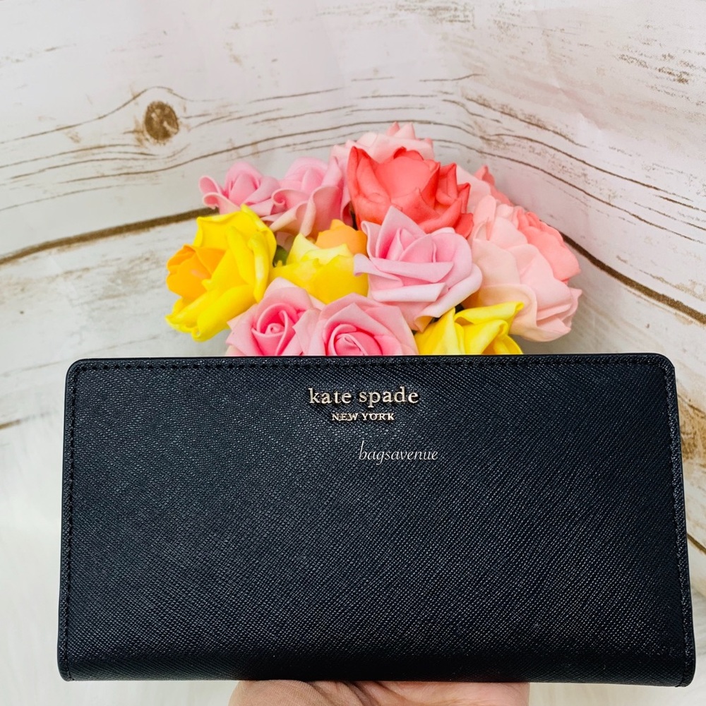 Large slim bifold wallet Cameron black NWT leather - Picture 1 of 6